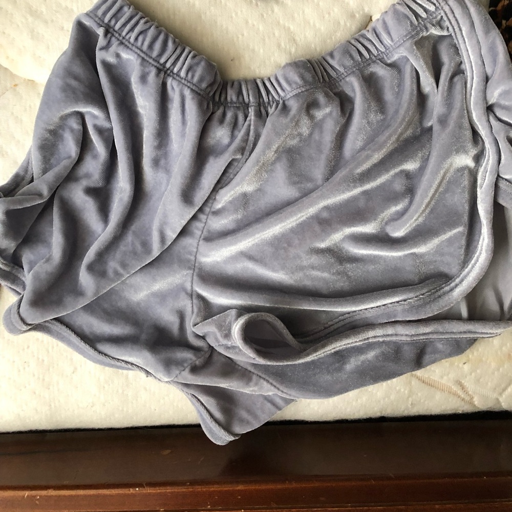 BRANDY MELVILLE VELVET BABY BLUE SHORTS